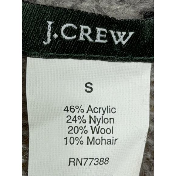 J Crew Chalet Stripe Zip Crewneck Gray Sweater Wool Mohair Pullover Womens Small - Picture 2 of 2